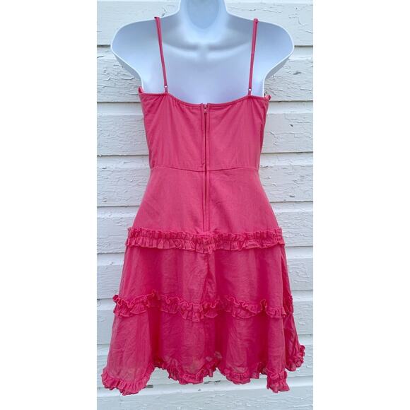 Mi Ami Dress Womens XXS Pink Tiered Ruffle Sweatheart Sleeveless Mini Strappy - Picture 5 of 6